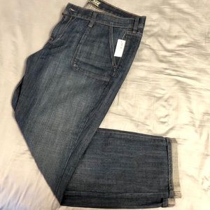 Medium-Wash Jeans with Cuffed Hem